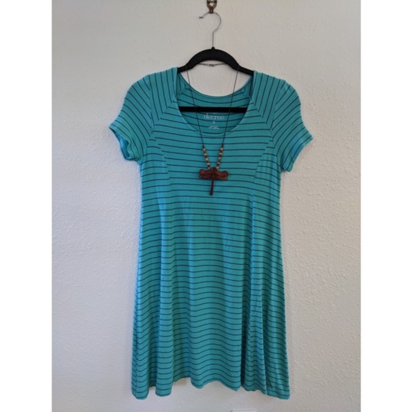 raglan sleeve striped t-shirt dress size small - Picture 1 of 5